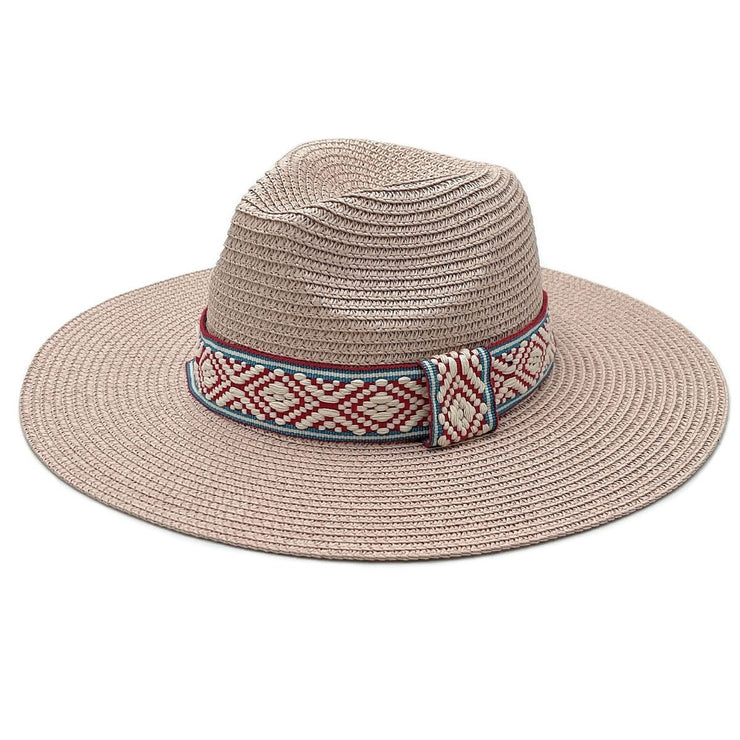 Pink Straw Panama Fedora