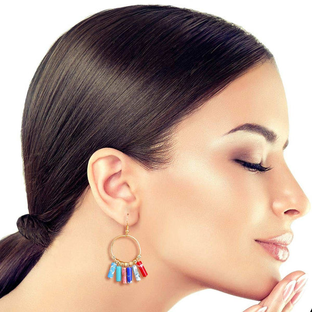 Multi Color Marble Bead Earrings