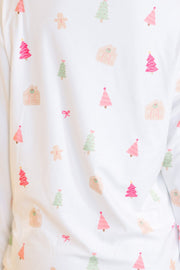 White Christmas Print Short Sleeve Shirt and Shorts Pajama Set