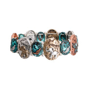 Patina Metal Elephant Engraved Bracelet