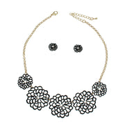 Black Matte Metal Cut Out Flower Necklace