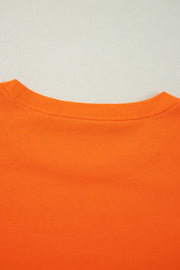 Carrot Exposed Seam Drop Shoulder Round Neck Sweatshirt with Slits