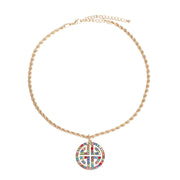 Gold Twisted Chain Multi Greek Key Necklace