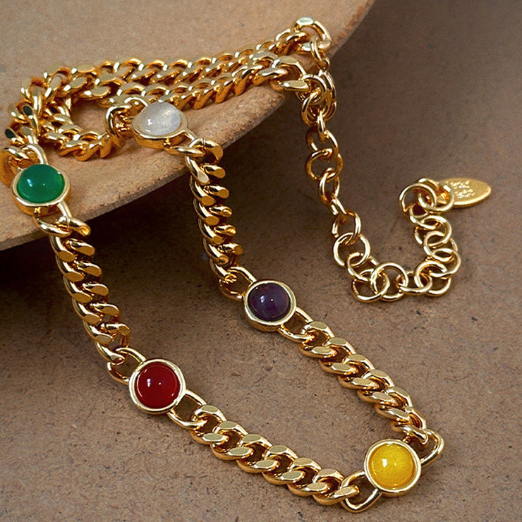 Brass Agate Chain Necklace