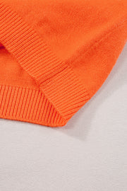 Carrot Contrast Flutter Sleeves Knitted Sweater T Shirt