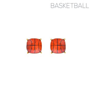 Gold Basketball Cushion Cut Studs