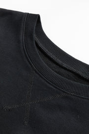 Black Drop Shoulder Crisscross Stitching Pocketed Loose Sweatshirt