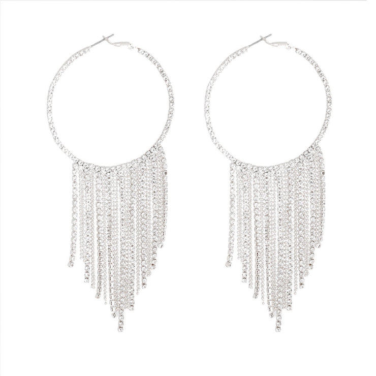 Silver Iced Fringe Hoops