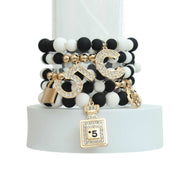 Matte Black and White Boutique Charm Bracelets