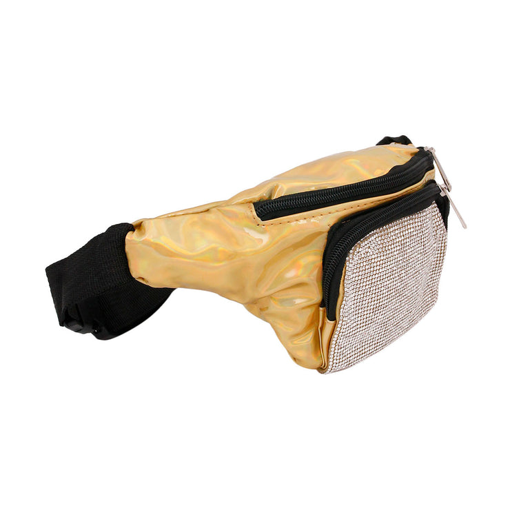 Rhinestone Gold Patent Fanny Pack