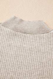 Apricot Thermal Lined Ribbed Knit Mock Neck Sweater