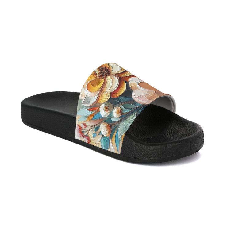 FASHION JUNKY - Oil Painted Pastel Flower Women's Slide Sandals