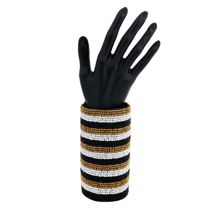 Monochrome Gold Beaded Arm Cuff