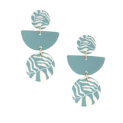 Teal Clay Leaf Pattern Earrings