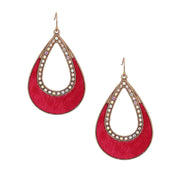 Genuine Leather Pink Teardrop Earrings