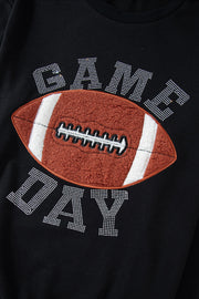 Black GAME DAY Rugby Football Graphic Pullover and Shorts Casual Outfit