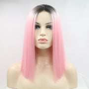 13*3" Lace Front Wigs Synthetic Mid-length Straight 12" 130% Density