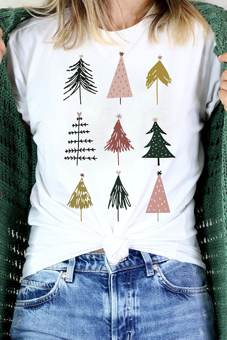 White Christmas Tree Graphic Tee