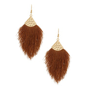 Brown Silk Tassel Fish Hook Earrings