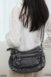 Adjustable Strap Denim Crossbody Bag