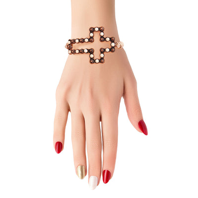 Rose Gold Cross Rope Bracelet