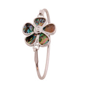 Abalone Flower Silver Bangle