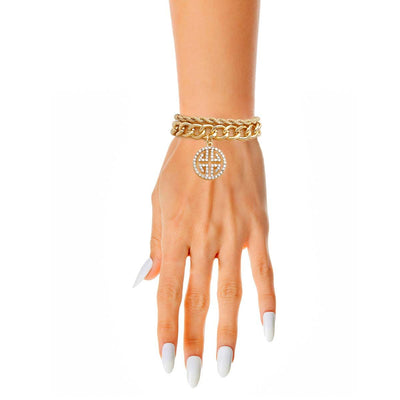 Double Layer Gold Greek Charm Bracelet