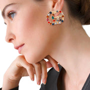 Gold CG Multi Color Crystal Studs