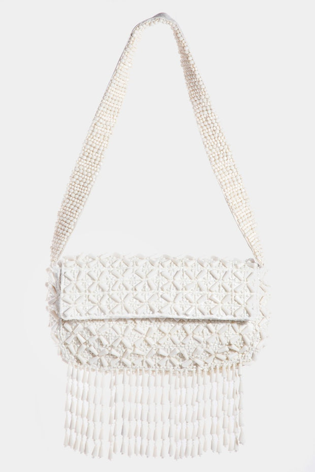 Fame Beaded Fringe Rectangle Shoulder Bag