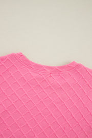 Sachet Pink Checkered Textured Tee and Drawstring Shorts