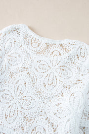 Oatmeal Bohemian Macrame Lace Crochet Half Sleeve Blouse