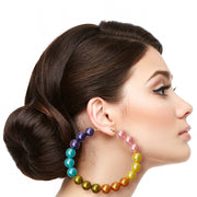 Hoops Multicolor Pearl Gold Earrings for Women