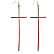 Divine Drops: Rhinestone Cross Earrings