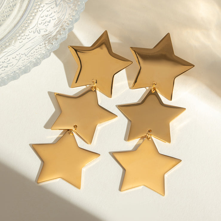 18K Gold-Plated Stainless Steel Star Earrings