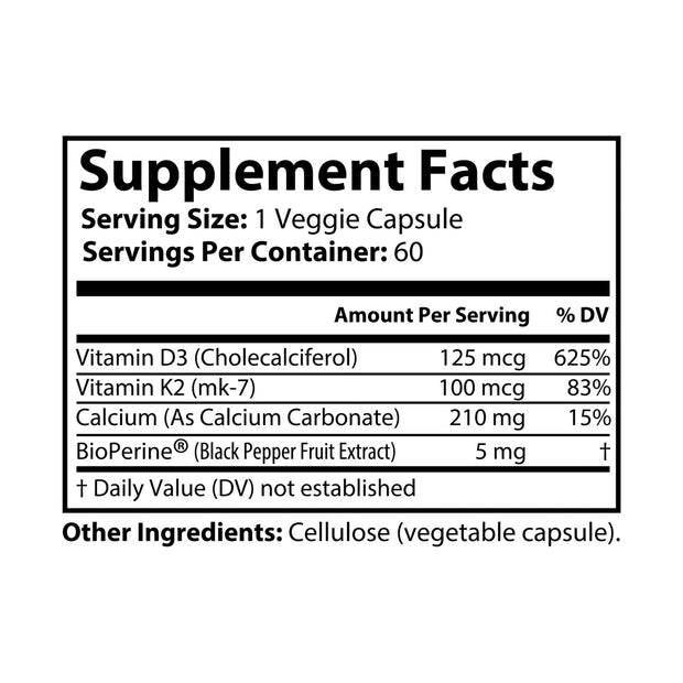 Iris Cosmetics - Vitamin K2 + D3 Supplement (60 Capsules)