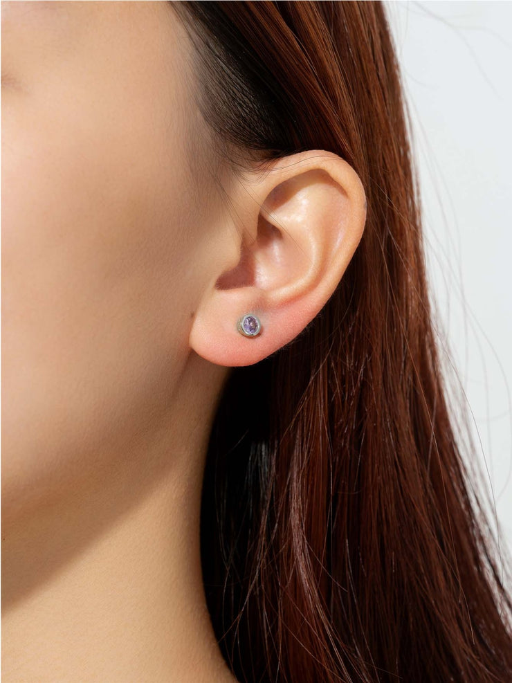 925 Sterling Silver Inlaid Zircon Stud Earrings