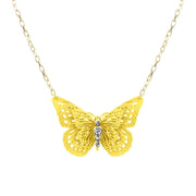 Yellow 3D Butterfly Pendant Necklace