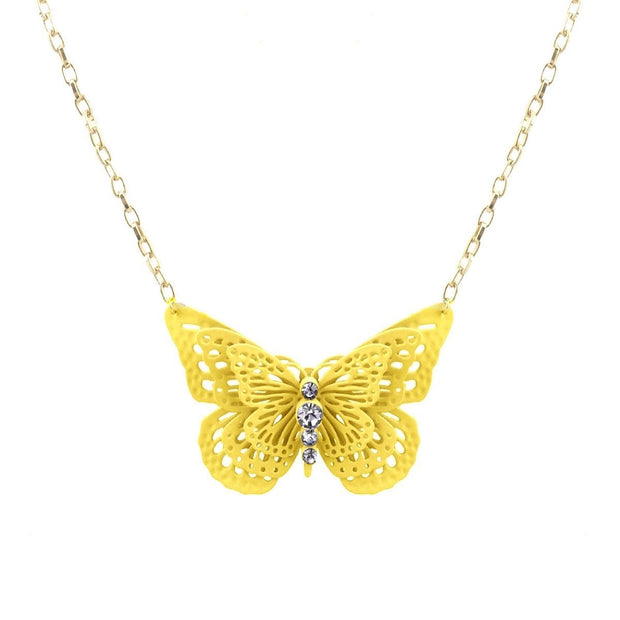 Yellow 3D Butterfly Pendant Necklace