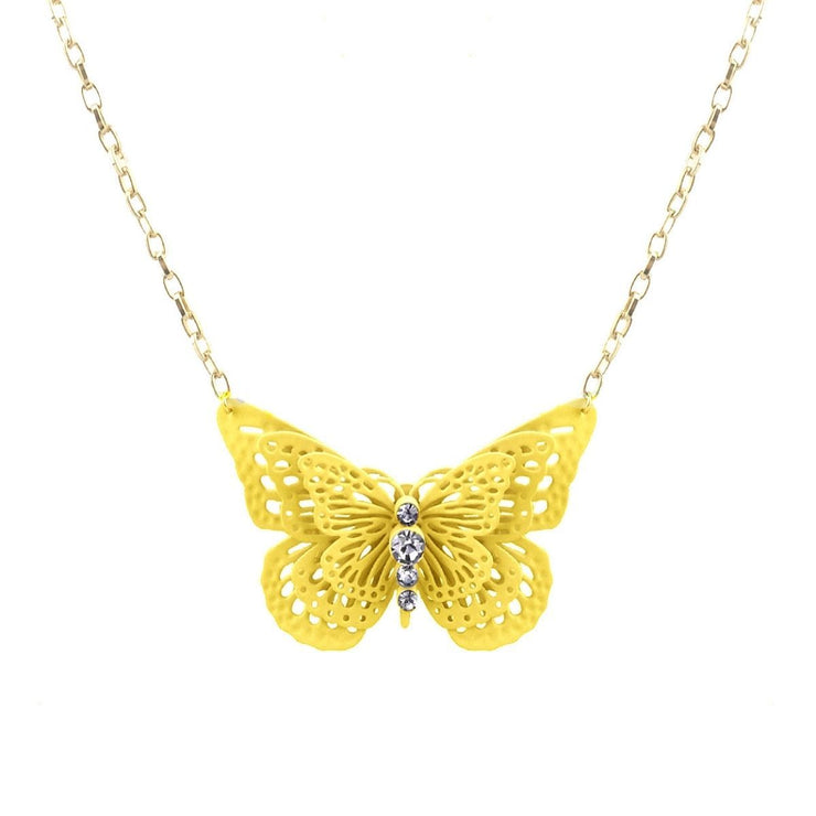 Yellow 3D Butterfly Pendant Necklace