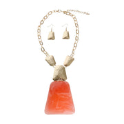 Salmon Pink Marbled Cable Chain Necklace