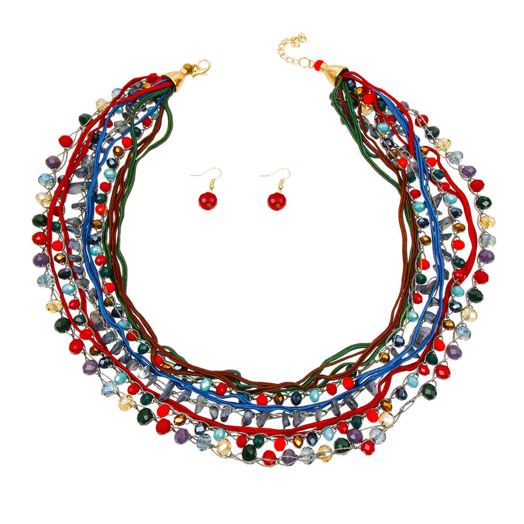 Multi Strand Glass Bead Necklace Set