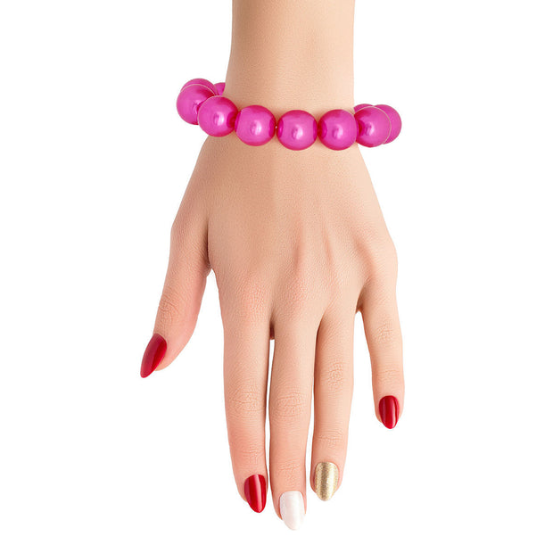 Fuchsia Bubble Gum Pearl Bracelet