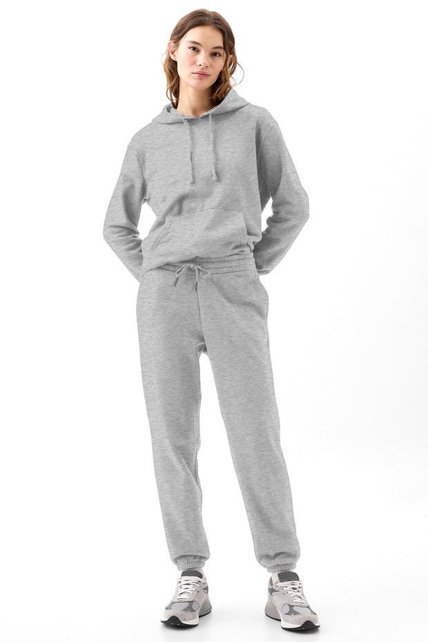 Light Grey Solid Color Fleece Lined Drawstring Waist Joggers