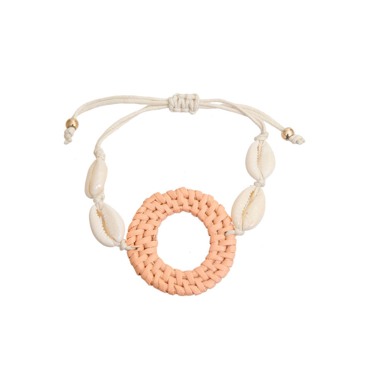 Coral Woven Shell Bracelet