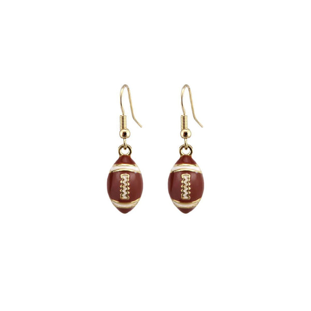 Brown Football Dangle Earrings