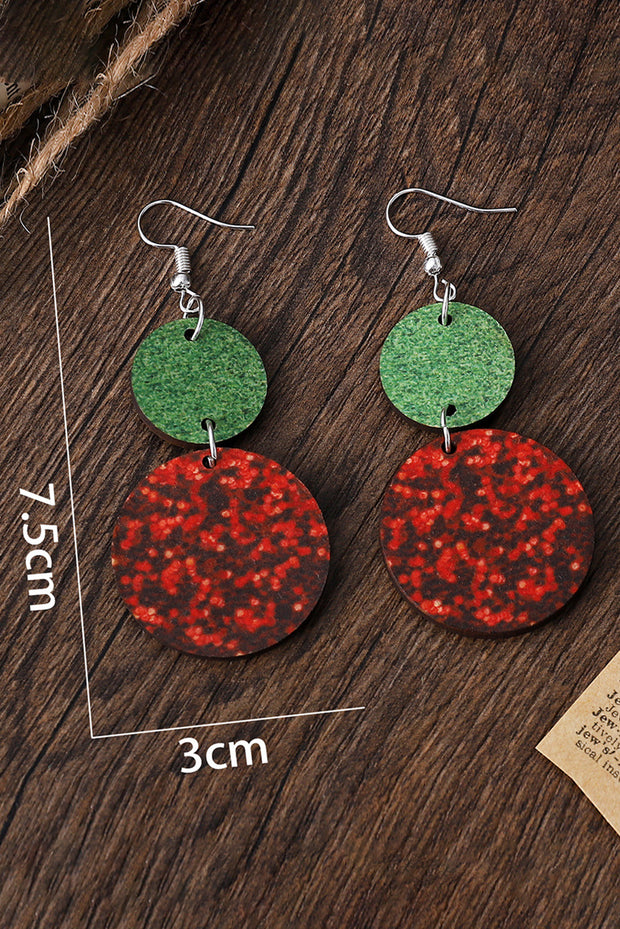 Fiery Red Sequin Round Décor Drop Earrings