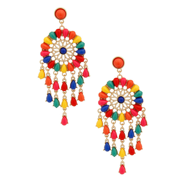 Rainbow Bead Dream Catcher Earrings