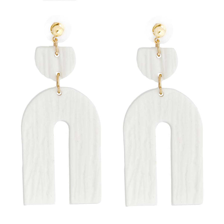 White Clay Arch Bridal Earrings