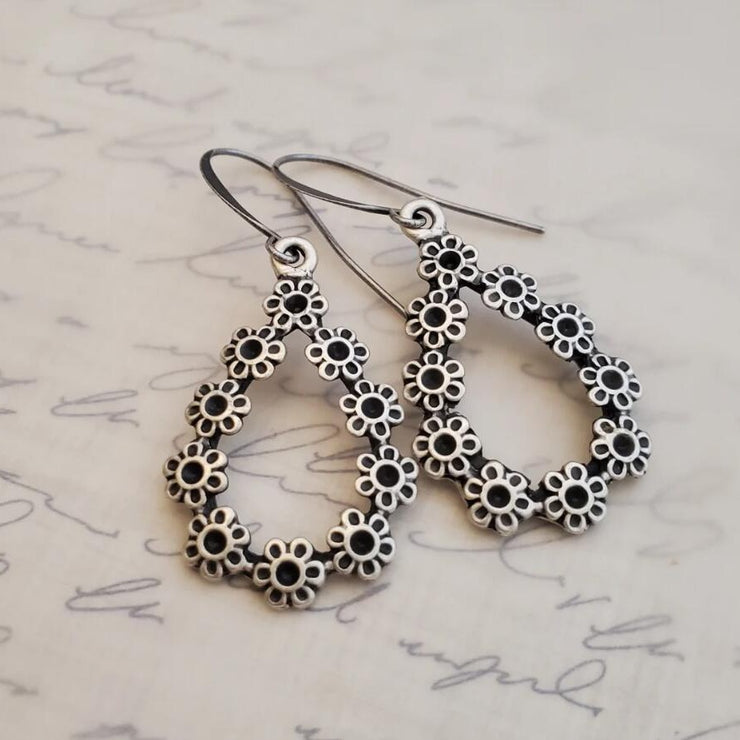 Alloy Flower Teardrop Shape Earrings