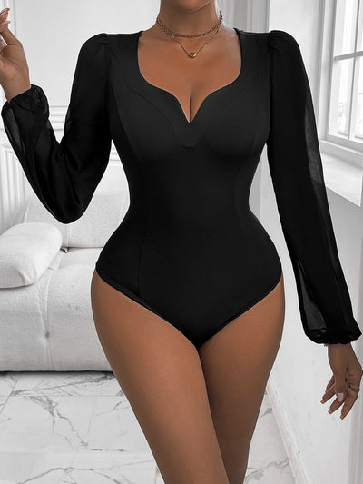 Perfee Sweetheart Neck Long Sleeve Bodysuit